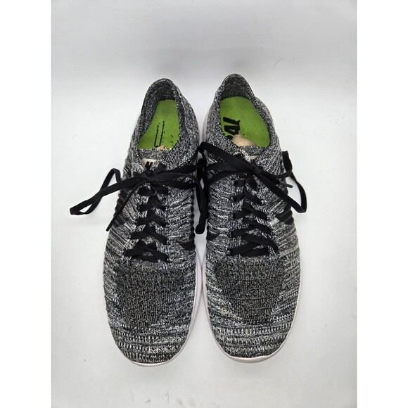 Nike Free RN Flyknit Shoes Womens 7.5 Black White Oreo Running Athletic Sneakers - Picture 3 of 8